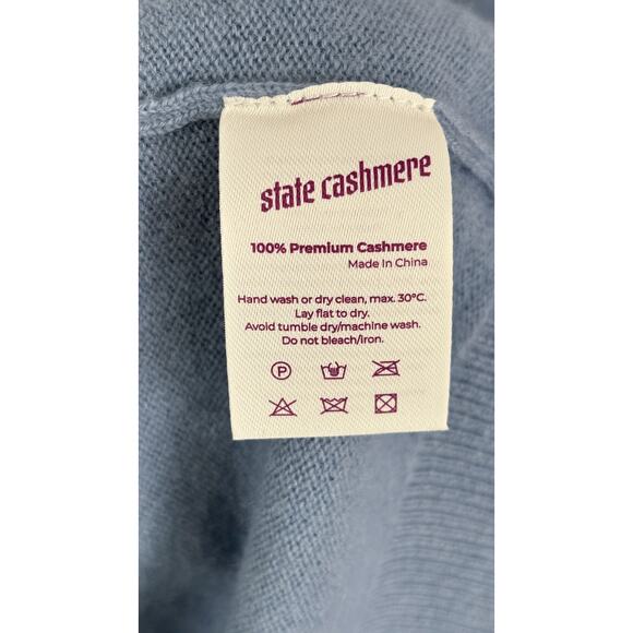 State Cashmere Womens V Neck Cashmere Sweater Bella Blue Size XXL New - Picture 11 of 12